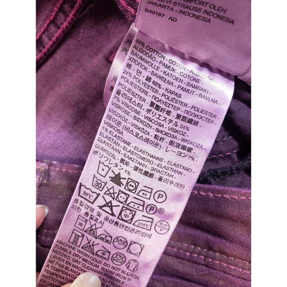 Levis Jeans Sz 11 Womens Purple Pants Stretch Mid Rise Denim Juniors Jegging - Picture 4 of 15